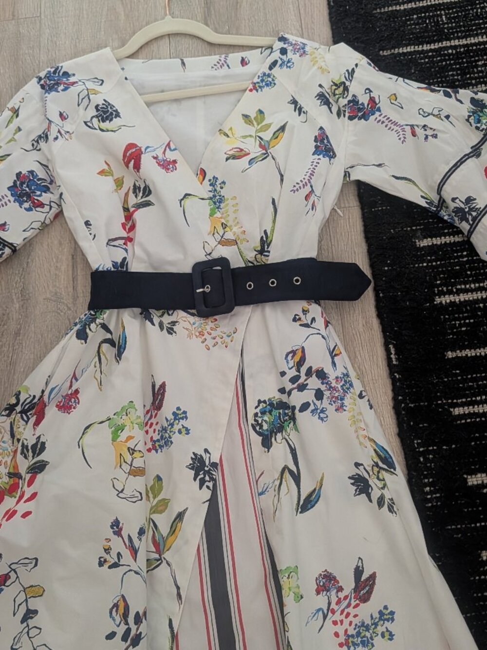 Tanya Taylor Floral Print Belted Mini Dress White Multicolored Size xsmall/small
